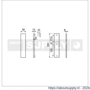 Ami VHB 251/50 veiligheidslangschild SKG*** VHB 251/50 buiten geheel blind en binnen blind F2 deurdikte 38-42 mm - S10901440 - afbeelding 2