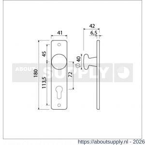 Ami 180/41 RH knopkortschild aluminium rondhoek knop 160/40 vast kortschild 180/41 RH profielcilinder PC 72 F2 - S10900733 - afbeelding 2