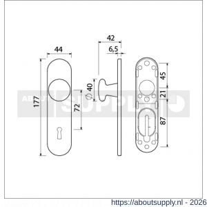 Ami 177/1 Klik knopkortschild aluminium knop 160/40 vast kortschild 177/1 sleutelgat SLG 72 Klik F1 - S10900717 - afbeelding 2
