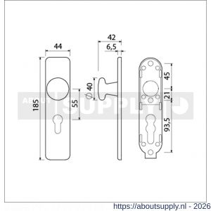 Ami 185/44 Klik knopkortschild aluminium knop 160/40 vast kortschild 185/44 Klik profielcilinder PC 55 F1 - S10900739 - afbeelding 2