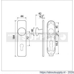 Ami 185/44 Klik knopkortschild aluminium knop 160/40 vast kortschild 185/44 Klik profielcilinder PC 72 F1 - S10900740 - afbeelding 2