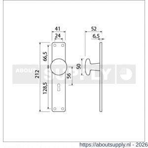 Ami 212/41 RH knoplangschild aluminium knop 160/50 vast langschild 212/41 RH rondhoek sleutelgat SLG 56 F1 - S10900749 - afbeelding 2