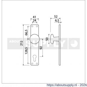 Ami 212/41 RH knoplangschild aluminium knop 160/50 vast langschild 212/41 RH rondhoek profielcilinder PC 92 F1 - S10900752 - afbeelding 2