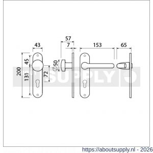 Ami LS 200/1/7-386 kruk-kruk garnituur knop 169/50 vast 200/1/7 profielcilinder PC 72 deurkruk 386 Rota F1 deurdikte 38-42 mm - S10900133 - afbeelding 2