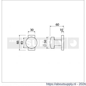 Ami 65/30-169/50 smalrozet knop combinatie knop 169/50 vast 65/30 R6.5 hartafstand 43 mm F1 - S10900418 - afbeelding 2