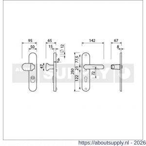 Ami VHB 250/15-145-378 KT veiligheids Rotaveer knop-kruk langschildgarnituur SKG*** kerntrekbeveiliging ovaal VHB knop 145 250/50/15 kerntrek KT 72 binnen profielcilinder PC 72 en deurkruk 378 Rota F1 deurdikte 53-57 mm - S10901244 - afbeelding 2