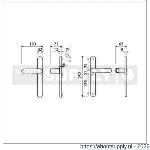 Ami VHB 257/32/2-378 veiligheids Rotaveer kruk-kruk smalschildgarnituur SKG** ovaal VHB deurkruk 378 Rota 257/32/2 blind F1 en deurkruk 378 Rota 257/32/2 blind deurdikte 53-57 mm - S10901589 - afbeelding 2