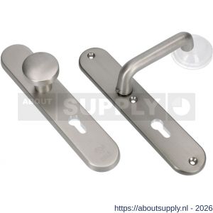 Ami VHB 250/50/1-169/50 veiligheidsvoordeur-knoplangschildgarnituur SKG*** Archi Design ovaal VHB 250/50/1 knop 169/50 profielcilinder PC 55 en deurkruk 356 Irox deurdikte 38-42 mm - S10901052 - afbeelding 1