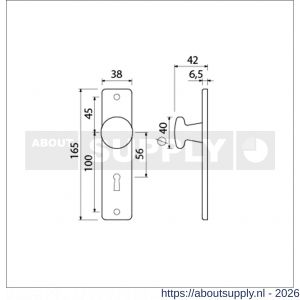 Ami 165/4 RH knopkortschild aluminium rondhoek knop 160/40 vast kortschild 165/4 RH sleutelgat SLG 56 F2 - S10900709 - afbeelding 2