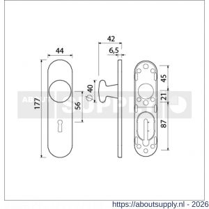 Ami 177/1 Klik knopkortschild aluminium knop 160/40 vast kortschild 177/1 sleutelgat SLG 56 Klik F1 - S10900716 - afbeelding 2