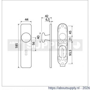 Ami 185/44 Klik knopkortschild aluminium knop 160/40 vast kortschild 185/44 Klik sleutelgat SLG 56 F1 - S10900737 - afbeelding 2