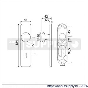 Ami 185/44 Klik knopkortschild aluminium knop 160/40 vast kortschild 185/44 Klik sleutelgat SLG 72 F1 - S10900738 - afbeelding 2