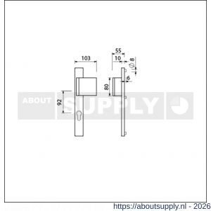 Ami 245/30-90/80 smalschild-duwer deurduwer 90/80-245/30 profielcilinder PC 92 M5 rechts F1 - S10900093 - afbeelding 2