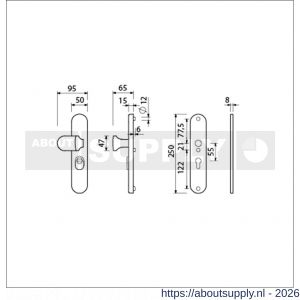 Ami VHB 250/15-145 KT veiligheids knop-kruk langschildgarnituur SKG*** kerntrekbeveiliging ovaal VHB 250/50/15 kerntrek KT 55 knop 145 zonder deurkruk profielcilinder PC 55 F1 deurdikte 38-42 mm - S10901248 - afbeelding 2