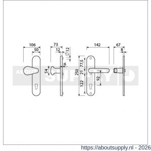 Ami VHB 250/50/1-173-378 veiligheids Rotaveer knop-kruk langschildgarnituur SKG*** ovaal VHB knop 173 250/50/1 buiten en binnen profielcilinder PC 92 deurkruk 378 Rota F1 deurdikte 38-42 mm - S10901289 - afbeelding 2