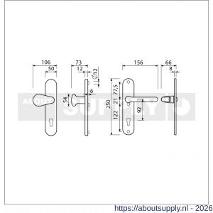 Ami VHB 250/50/1-173-386 veiligheids Rotaveer knop-kruk langschildgarnituur SKG*** ovaal VHB knop 173 250/50/1 buiten en binnen profielcilinder PC 72 deurkruk 386 Rota F1 deurdikte 53-57 mm - S10901295 - afbeelding 2
