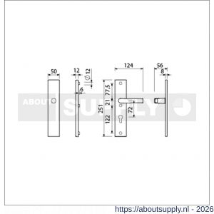 Ami VHB 251/50 veiligheidslangschild SKG*** VHB 251/50 buiten blind en binnen profielcilinder PC 72 met deurkruk 332 F1 deurdikte 38-42 mm - S10901400 - afbeelding 2