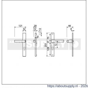 Ami VHB 251/32-353 veiligheids Rotaveer kruk-kruk smalschildgarnituur SKG** VHB 251/32 profielcilinder PC 72 deurkruk 353 vastdraaibaar F1 en deurkruk 379 Rota 251/32 profielcilinder PC 72 deurdikte 53-57 mm - S10900895 - afbeelding 2