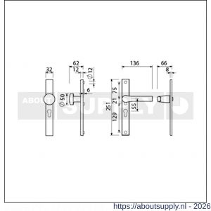 Ami VHB 251/32-169/50-379 veiligheids Rotaveer knop-kruk smalschildgarnituur SKG** VHB 251/32 profielcilinder PC 55 knop 169/50 F1 en deurkruk 379 Rota 251/32 profielcilinder PC 55 deurdikte 53-57 mm - S10900872 - afbeelding 2