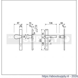 Ami VHB 251/32-173-379 veiligheids Rotaveer knop-kruk smalschildgarnituur SKG** VHB knop 173 Rota 251/32 profielcilinder PC 92 F1 en deurkruk 379 Rota 251/32 profielcilinder PC 92 deurdikte 53-57 mm - S10901761 - afbeelding 2