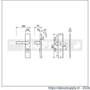 Ami VHB 251/15-379 KT veiligheids Rotaveer kruk-kruk langschildgarnituur SKG*** kerntrekbeveiliging VHB 251/50/15 kerntrek KT 72 Rota kruk 379 profielcilinder PC 72 F1 deurdikte 38-42 mm - S10901234 - afbeelding 2