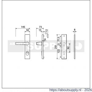Ami VHB 251/15-379 KT veiligheids Rotaveer kruk-kruk langschildgarnituur SKG*** kerntrekbeveiliging VHB 251/50/15 kerntrek KT 92 Rota kruk 379 profielcilinder PC 92 F1 deurdikte 38-42 mm - S10901236 - afbeelding 2