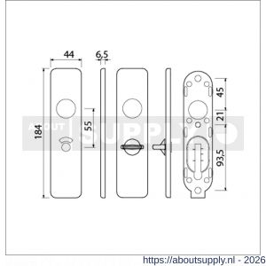 Ami 185/44 Klik kortschild aluminium toilet- en badkamersluiting WC 8/55 F1 - S10900599 - afbeelding 2