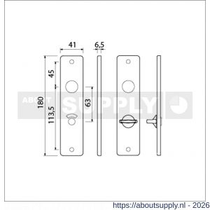 Ami 180/41 RH kortschild aluminium rondhoek toilet- en badkamersluiting WC 8/63 mm F1 - S10900562 - afbeelding 2