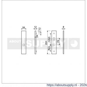 Ami VHB 251/50 senioren veiligheidslangschild SKG** omkeer VHB 251/50 buiten blind omkeer en binnen profielcilinder PC 72 omkeer F2 2 GTS deurdikte 53-57 mm - S10901388 - afbeelding 2