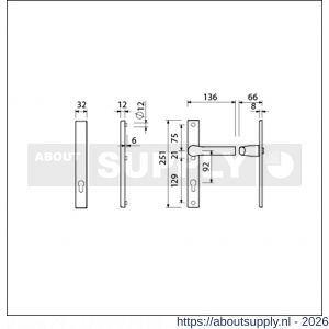 Ami VHB 251/32-379 veiligheids Rotaveer kruk-kruk smalschildgarnituur SKG** VHB 251/32 zonder krukgat profielcilinder PC 92 F1 en deurkruk 379 Rota 251/32 profielcilinder PC 92 deurdikte 53-57 mm - S10900892 - afbeelding 2