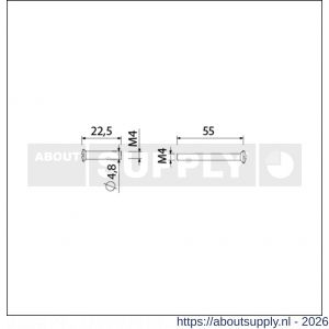 Ami deurbeslag patentbout compleet met huls ijzer vernikkeld M4x55 mm schroef en huls set 10 stuks - S10900205 - afbeelding 2