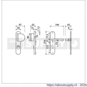 Ami VHB 250/15-90/83 KT veiligheids duwer-kruk langschildgarnituur SKG*** kerntrekbeveiliging Archi Design ovaal VHB 250/50/1 kerntrek KT 72 deurduwer 90/83 rechts en deurkruk 356 Irox deurdikte 38-42 mm - S10901117 - afbeelding 2