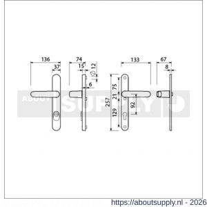 Ami VHB 257/37/15-378 KT veiligheids Rotaveer kruk-kruk smalschildgarnituur SKG*** kerntrekbeveiliging Archi Design VHB deurkruk 378 Rota 257/37/2 kerntrek KT 92 en deurkruk 378 Rota 257/32/2 profielcilinder PC 92 Irox deurdikte - S10901632 - afbeelding 2