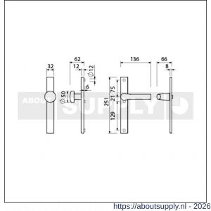 Ami VHB 251/32-169/50-379 veiligheids Rotaveer knop-kruk smalschildgarnituur SKG** VHB 251/32 blind knop 169/50 F1 en deurkruk 379 Rota 251/32 blind deurdikte 53-57 mm - S10900871 - afbeelding 2