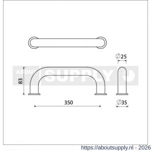 Ami 350 hand deurgreep enkelgebogen Archi Design 350 mm Irox deurdikte 38-61 mm - S10900429 - afbeelding 2