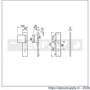 Ami VHB 251/50-90/80 veiligheidsvoordeur-duwerlangschildgarnituur SKG*** VHB 251/50 profielcilinder PC 85 deurduwer 90/80 links F1 zonder deurkruk deurdikte 38-42 mm - S10900990 - afbeelding 2