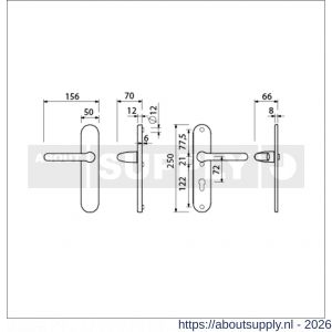 Ami VHB 250/50/1-386 veiligheids Rotaveer kruk-kruk langschildgarnituur SKG*** ovaal VHB 386 Rota 250/50/1 blind profielcilinder PC 72 F1 deurdikte 53-57 mm - S10901229 - afbeelding 2