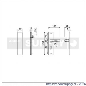 Ami VHB 251/50 veiligheidslangschild SKG*** VHB 251/50 buiten geheel blind en binnen profielcilinder PC 72 deurkruk 332 F1 deurdikte 38-42 mm - S10901408 - afbeelding 2
