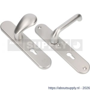 Ami VHB 250/50/1-173-386 veiligheids Rotaveer knop-kruk langschildgarnituur SKG*** ovaal VHB knop 173 250/50/1 buiten en binnen profielcilinder PC 72 deurkruk 386 Rota F1 deurdikte 38-42 mm - S10901294 - afbeelding 1