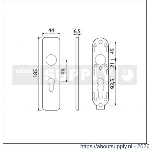 Ami 185/44 Klik kortschild aluminium profielcilinder PC 55 zwart RAL 9005 structuur finish - S10900605 - afbeelding 2