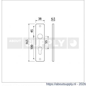 Ami 165/4 RH kortschild aluminium rondhoek profielcilinder PC 55 F1 - S10900507 - afbeelding 2