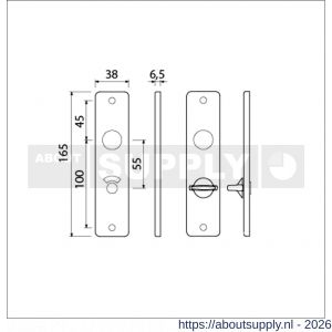 Ami 165/4 RH kortschild aluminium rondhoek toilet- en badkamersluiting WC 8/55 mm F1 - S10900512 - afbeelding 2