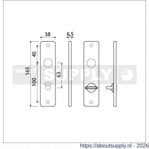 Ami 165/4 RH kortschild aluminium rondhoek toilet- en badkamersluiting WC 8/63 mm F1 - S10900513 - afbeelding 2