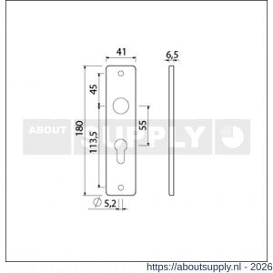 Ami 180/41 RH kortschild aluminium rondhoek profielcilinder PC 55 F1 - S10900555 - afbeelding 2