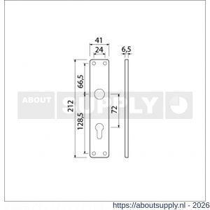 Ami 212/41 RH langschild aluminium rondhoek profielcilinder PC 72 F1 - S10900632 - afbeelding 2