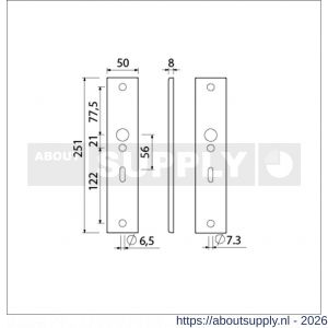 Ami 251/50/8 langschild aluminium sleutelgat SLG 56 F1 R6,5/R7,3 - S10900682 - afbeelding 2