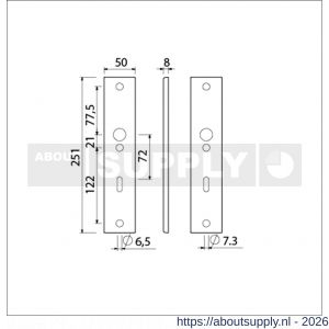 Ami 251/50/8 langschild aluminium sleutelgat SLG 72 F1 R6,5/R7,3 - S10901736 - afbeelding 2