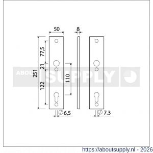 Ami 251/50/8 langschild aluminium profielcilinder PC 110 F1 R6,5/R7,3 - S10901739 - afbeelding 2