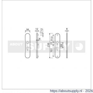 Ami VHB 250/50/1 veiligheidslangschild SKG*** Archi Design ovaal VHB 250/50/1 buiten en binnen profielcilinder PC 55 Irox deurdikte 38-42 mm - S10901390 - afbeelding 2