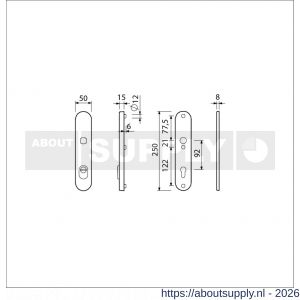 Ami VHB 250/15 KT veiligheidslangschild SKG*** kerntrekbeveiliging ovaal VHB 250/50/15 buiten kerntrek KT 92 en binnen profielcilinder PC 92 F1 deurdikte 38-42 mm - S10901474 - afbeelding 2